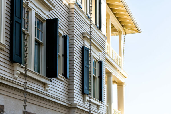 florida beach home closeup of windows and shutters